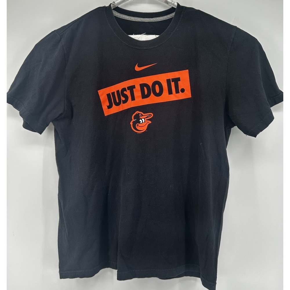 Baltimore Orioles MLB Nike Just Do It Short Sleeve T Shirt Black Orange XL